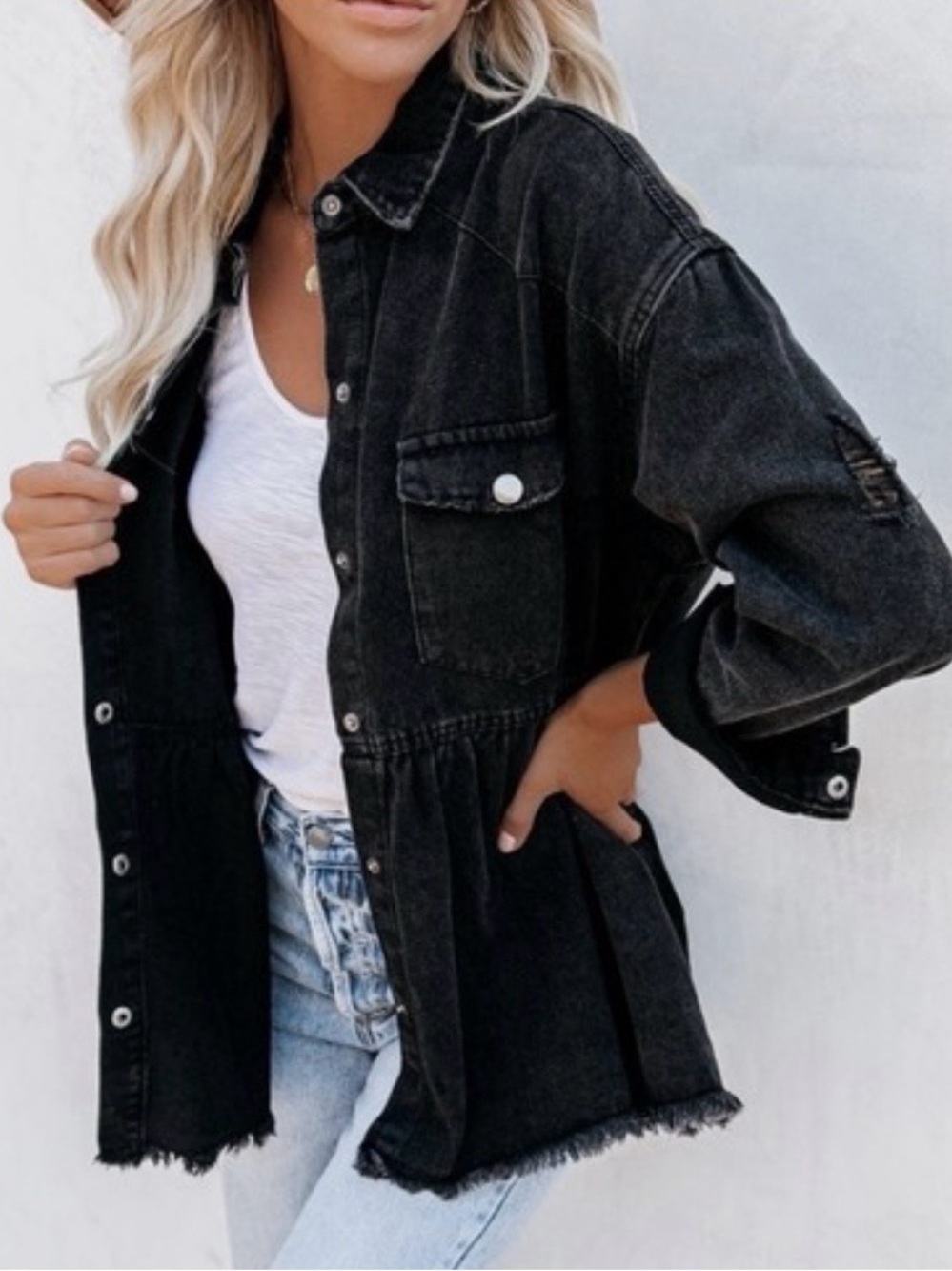 Vici Best Distressed Denim Jacket, NWOT